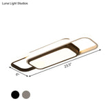 Modern Led Flush Ceiling Lamp In Black/Grey With Glow Frame - 16/23.5 - Inch Wide Warm/White Light