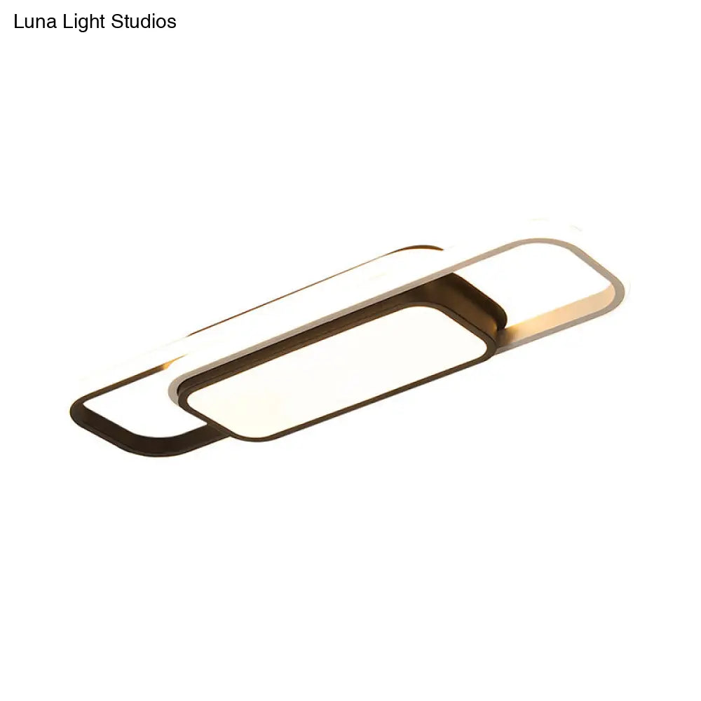Modern Led Flush Ceiling Lamp In Black/Grey With Glow Frame - 16/23.5 - Inch Wide Warm/White Light