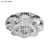 Modern Led Flush Ceiling Light: Floral - Like Crystal Mount In Chrome For Living Room -