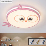 Modern Led Flush Ceiling Light For Kid’s Room With Colorful Chick Face Design