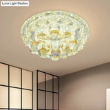 Modern Led Flush Ceiling Light With Clear Crystal Blocks & Warm/White
