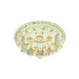 Modern Led Flush Ceiling Light With Clear Crystal Blocks & Warm/White