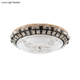 Modern Led Flush Crystal Ceiling Fixture In Black For Bedroom