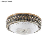 Modern Led Flush Crystal Ceiling Fixture In Black For Bedroom