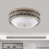 Modern Led Flush Crystal Ceiling Fixture In Black For Bedroom / A