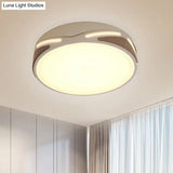 Modern Led Flush Light Fixture - 18.5/21.5 Wide White Ceiling Mount Round Metal Shade