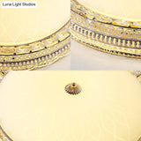 Modern Led Flush Light Fixture With Clear Crystal Accent And Frosted Glass In Gold