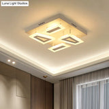 Modern Led Flush Light For Bedroom | Square/Rectangular Splicing Warm/White 16’/24.5’/37.5’ W