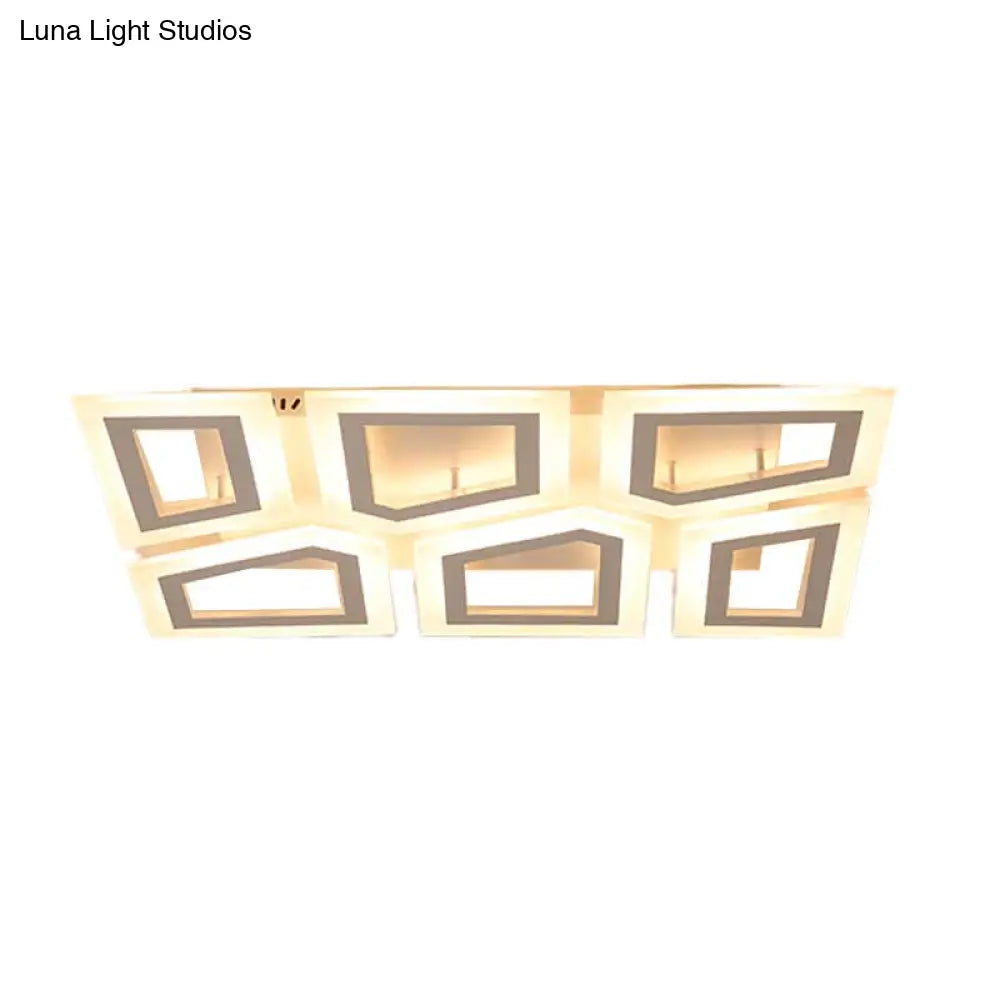 Modern Led Flush Light For Bedroom | Square/Rectangular Splicing Warm/White 16’/24.5’/37.5’ W