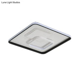 Modern Led Flush Light In Warm/White For Bedroom - Round/Square/Rectangular Shape Aluminum Black