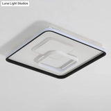 Modern Led Flush Light In Warm/White For Bedroom - Round/Square/Rectangular Shape Aluminum Black