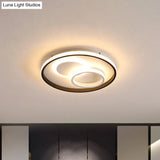 Modern Led Flush Light In Warm/White For Bedroom - Round/Square/Rectangular Shape Aluminum Black