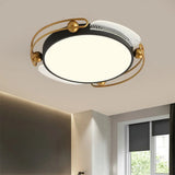 Modern Led Flush Light With Black And Gold Metallic Shade - Ceiling Lamp Fixture 16.5’/20.5’