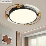 Modern Led Flush Light With Black And Gold Metallic Shade - Ceiling Lamp Fixture 16.5’/20.5’ Wide