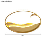 Modern Led Flush Light With Golden Sea Sunset Design - 16’/19.5’ Warm/White