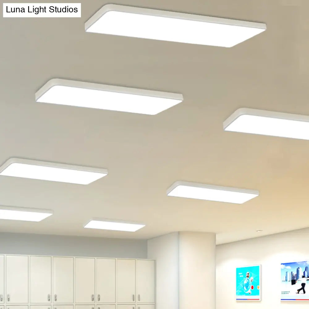 Modern Led Flush Light With Rectangular Acrylic Shade - Office Ceiling Mounted
