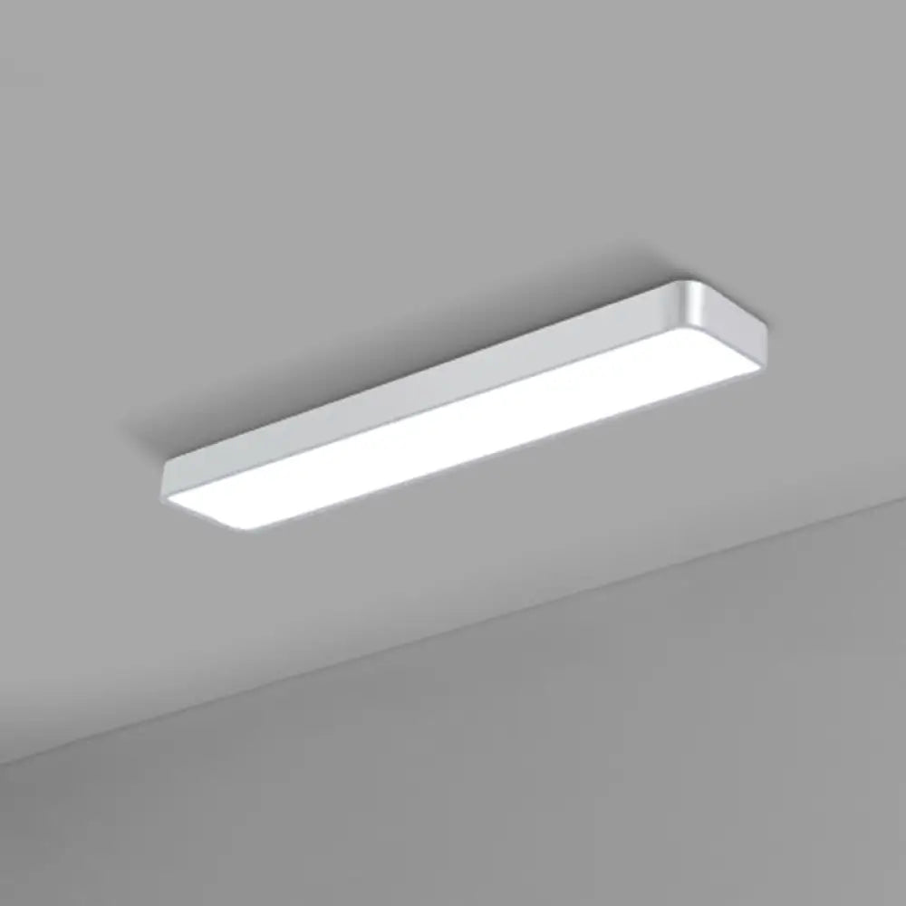 Modern Led Flush Light With Rectangular Acrylic Shade - Office Ceiling Mounted Silver / Small 47.5