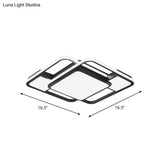 Modern Led Flush Mount Ceiling Lamp: Acrylic Black Square/Rectangle With 3 Color Light Options