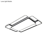 Modern Led Flush Mount Ceiling Lamp: Acrylic Black Square/Rectangle With 3 Color Light Options