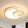 Modern Led Flush Mount Ceiling Lamp For Bathroom Or Hallway - Sun Moon Design White / 16.5’ Warm