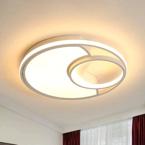 Modern Led Flush Mount Ceiling Lamp For Bathroom Or Hallway - Sun Moon Design White / 16.5’ Warm