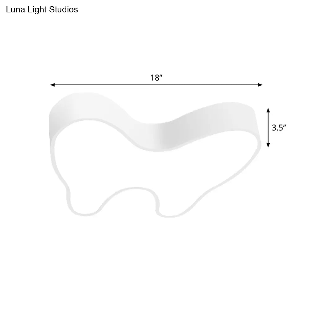 Modern Led Flush Mount Ceiling Lamp For Corridors - White Tooth Shape Design