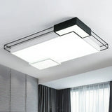 Modern Led Flush Mount Ceiling Light Fixture - Extra - Thin Acrylic Design In Black And White Black