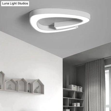 Modern Led Flush Mount Ceiling Light Fixture For Living Room - Simplicity Triangle Design White /