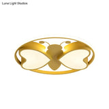 Modern Led Flush Mount Ceiling Light Fixture With Pink/Blue/Gold Bee Figure Design