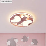 Modern Led Flush Mount Ceiling Light Fixture With Pink/Blue/Gold Bee Figure Design