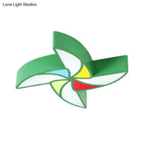 Modern Led Flush Mount Ceiling Light For Child’s Bedroom - Toy Windmill Design