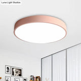 Modern Led Flush Mount Ceiling Light For Minimalist Bedrooms Pink / 12 White