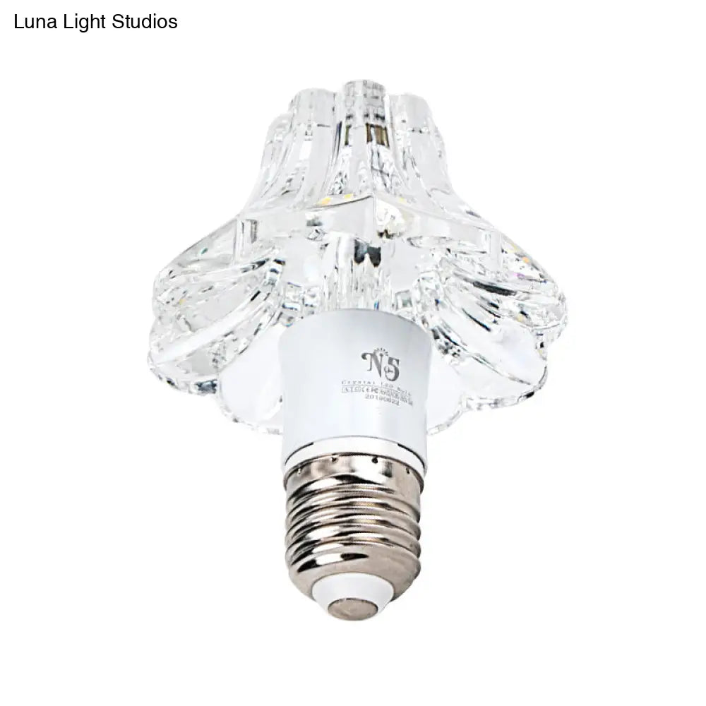 Modern Led Flush Mount Ceiling Light For Porch - Morning Glory Clear Crystal Design