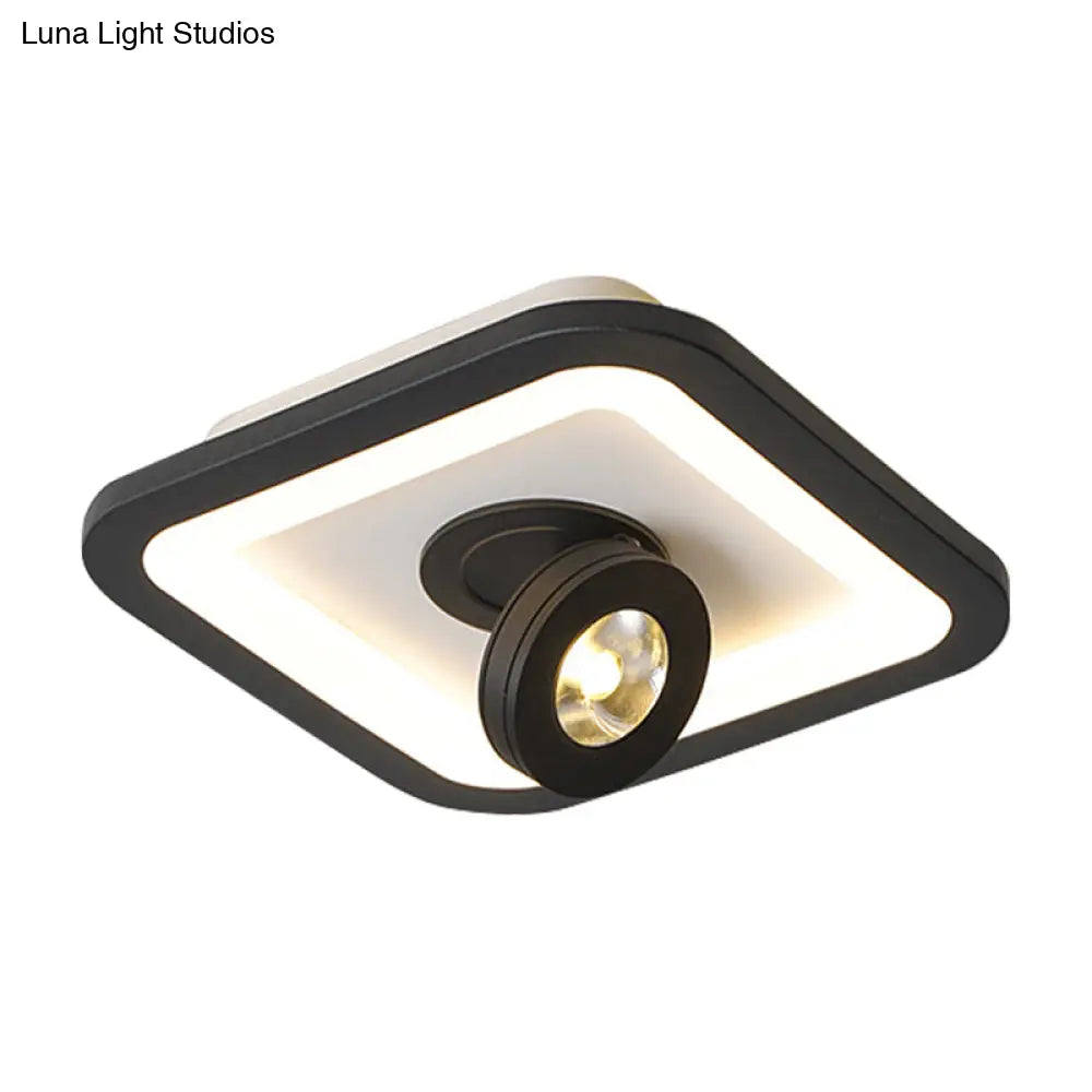Modern Led Flush Mount Ceiling Light In Acrylic Square/Round Shape - Warm/White Black Or White
