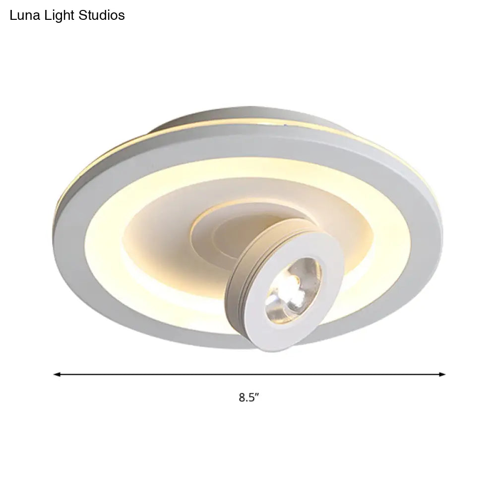 Modern Led Flush Mount Ceiling Light In Acrylic Square/Round Shape - Warm/White Black Or White