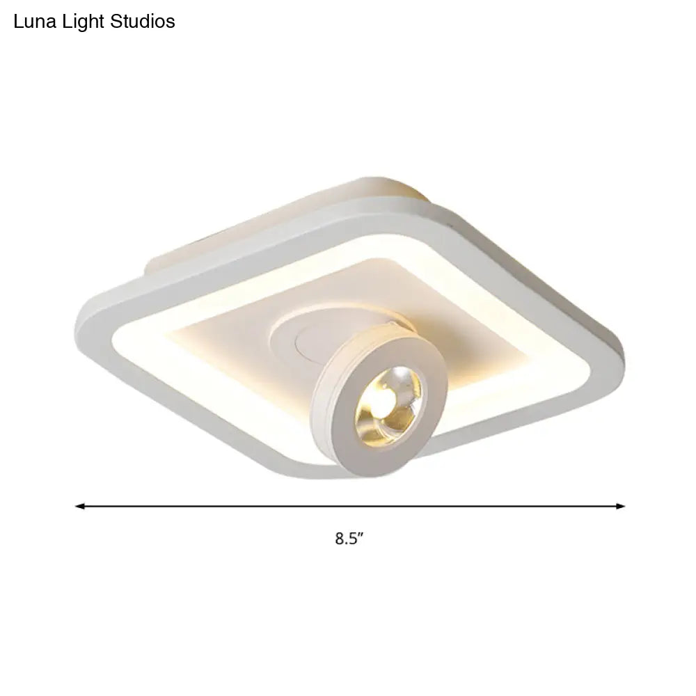 Modern Led Flush Mount Ceiling Light In Acrylic Square/Round Shape - Warm/White Black Or White