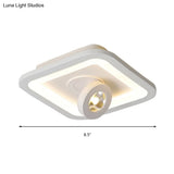 Modern Led Flush Mount Ceiling Light In Acrylic Square/Round Shape - Warm/White Black Or White