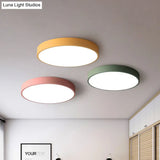 Modern Led Flush Mount Ceiling Light In Pink/Black/White With Acrylic Shade - 12’/16’ Diameter