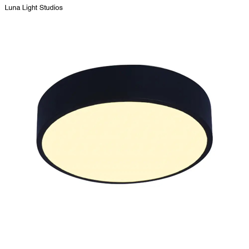 Modern Led Flush Mount Ceiling Light In Pink/Black/White With Acrylic Shade - 12’/16’ Diameter