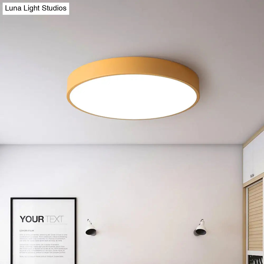 Modern Led Flush Mount Ceiling Light In Pink/Black/White With Acrylic Shade - 12’/16’ Diameter