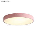 Modern Led Flush Mount Ceiling Light In Pink/Black/White With Acrylic Shade - 12’/16’ Diameter