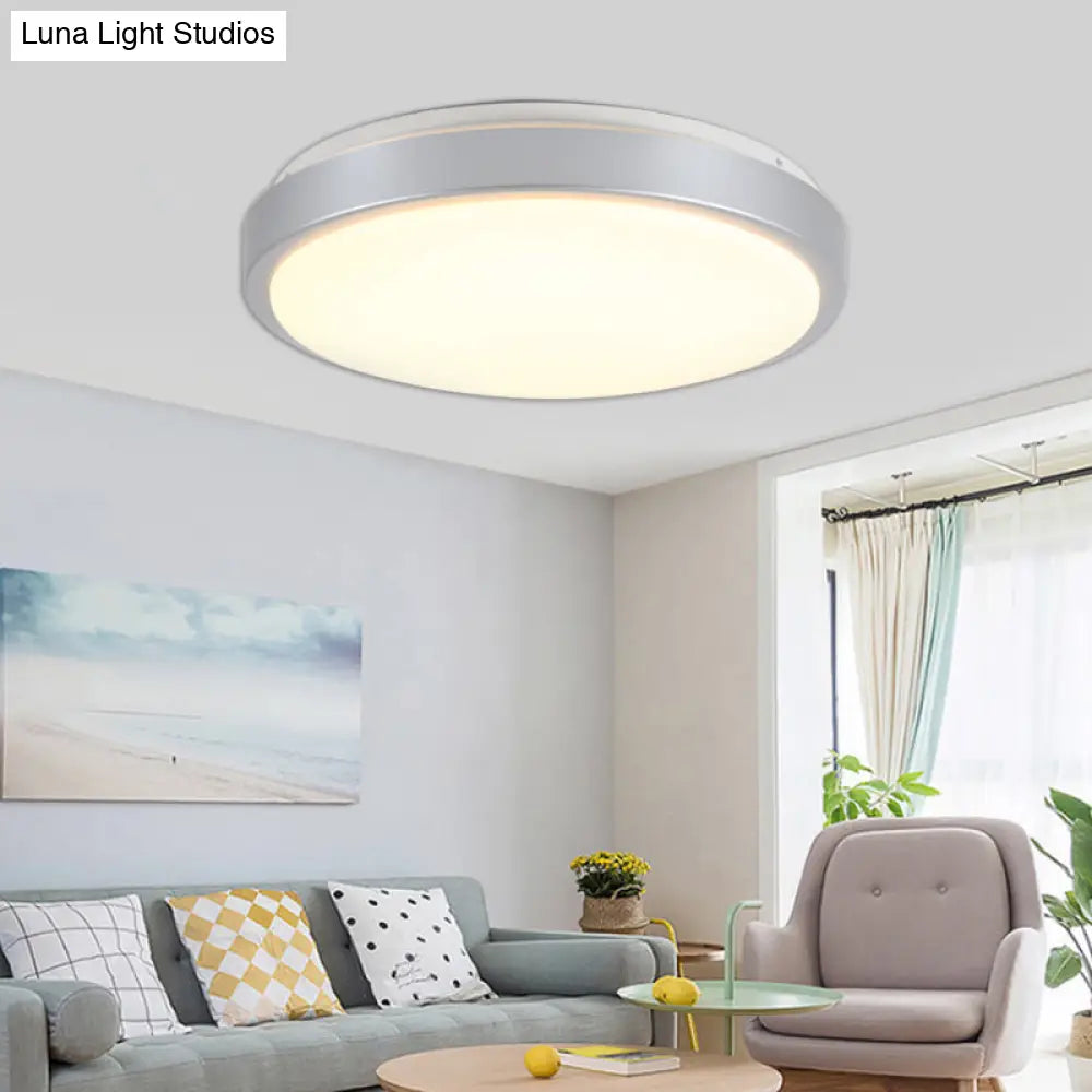 Modern Led Flush Mount Ceiling Light In Silver With Acrylic Shade Available 3 Sizes And Warm/White