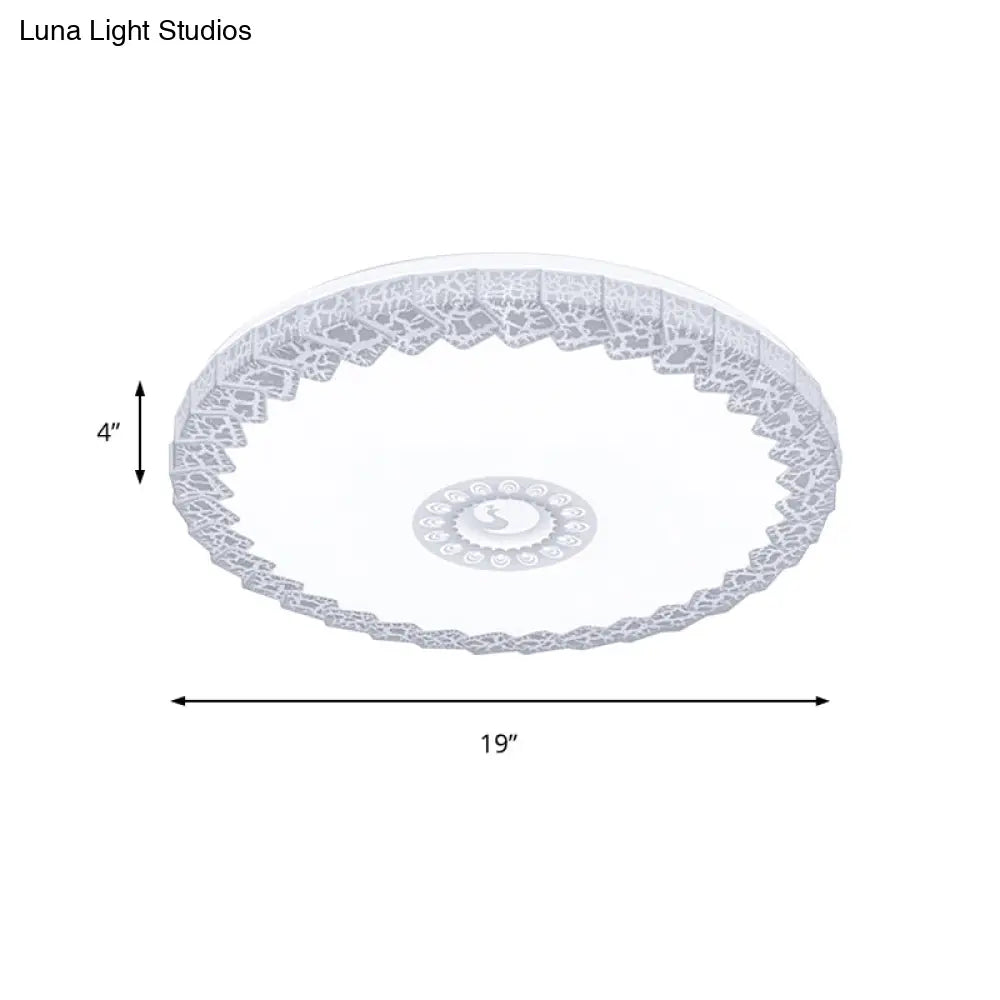 Modern Led Flush Mount Ceiling Light With Acrylic Shade In White/Blue/Gold Crackle Finish - Bedroom