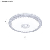 Modern Led Flush Mount Ceiling Light With Acrylic Shade In White/Blue/Gold Crackle Finish - Bedroom