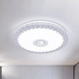 Modern Led Flush Mount Ceiling Light With Acrylic Shade In White/Blue/Gold Crackle Finish - Bedroom