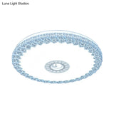 Modern Led Flush Mount Ceiling Light With Acrylic Shade In White/Blue/Gold Crackle Finish - Bedroom