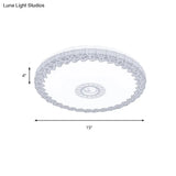 Modern Led Flush Mount Ceiling Light With Acrylic Shade In White/Blue/Gold Crackle Finish - Bedroom