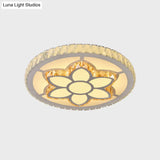 Modern Led Flush Mount Ceiling Light With Clear Crystal Design For Bedroom