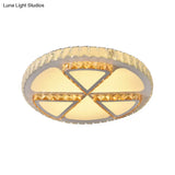 Modern Led Flush Mount Ceiling Light With Clear Crystal Design For Bedroom