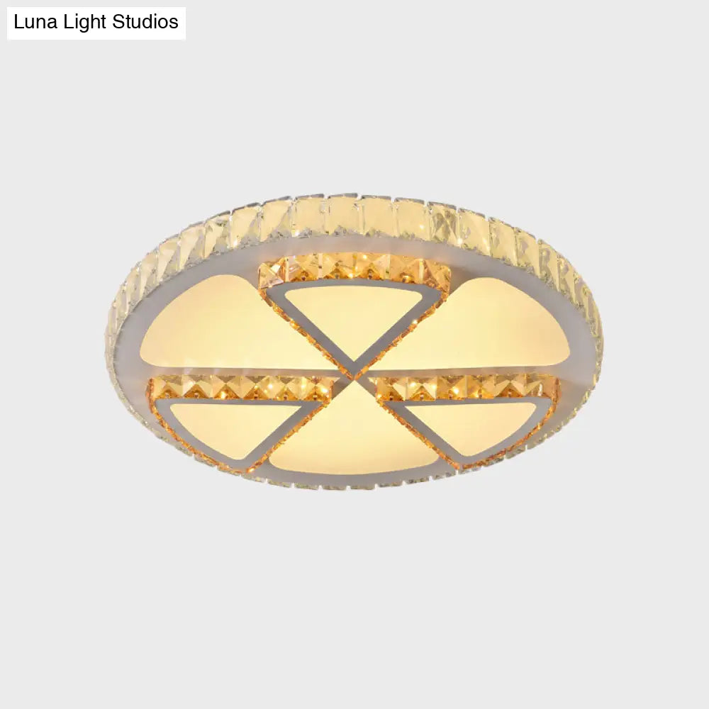 Modern Led Flush Mount Ceiling Light With Clear Crystal Design For Bedroom